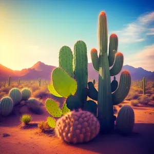 Saguaro Sunset: Majestic Desert Silhouette