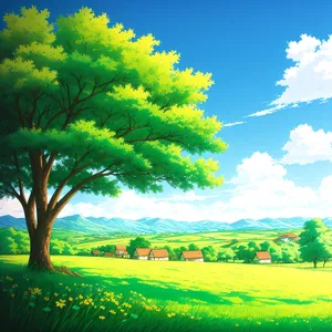 Serene Summer Sky Over Vibrant Rapeseed Landscape