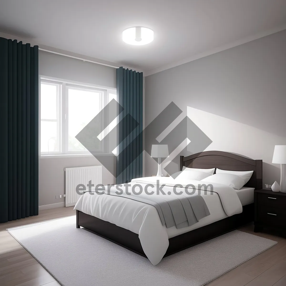 Picture of Modern Luxury Bedroom with Stylish Furniture and Cozy Lighting.