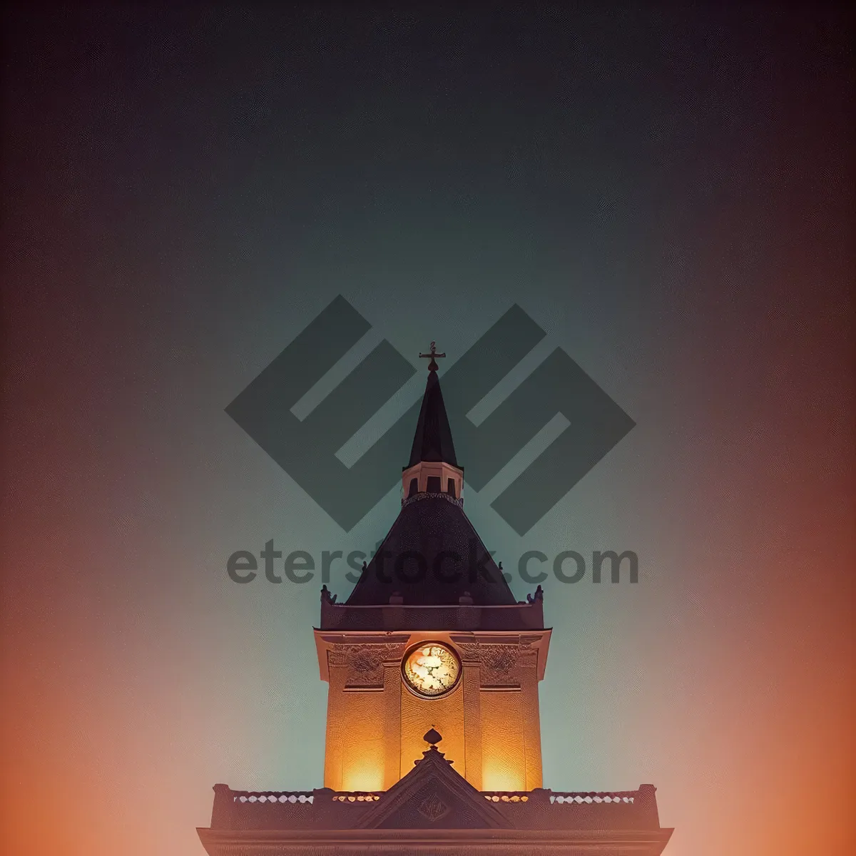 Picture of Skyline iconography: Historic cathedral tower with clock