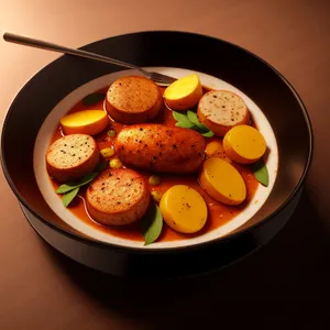 Delicious Gourmet Breakfast Plate with Fresh Citrus Fruit