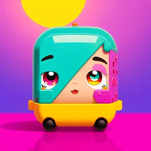 Cute Cartoon Bus on Jelly Road - Artful Motor Vehicle Sketch