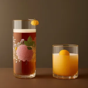 Golden Citrus Cocktail in Transparent Glass Mug