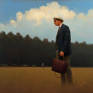 Professional businessman with briefcase under the sky