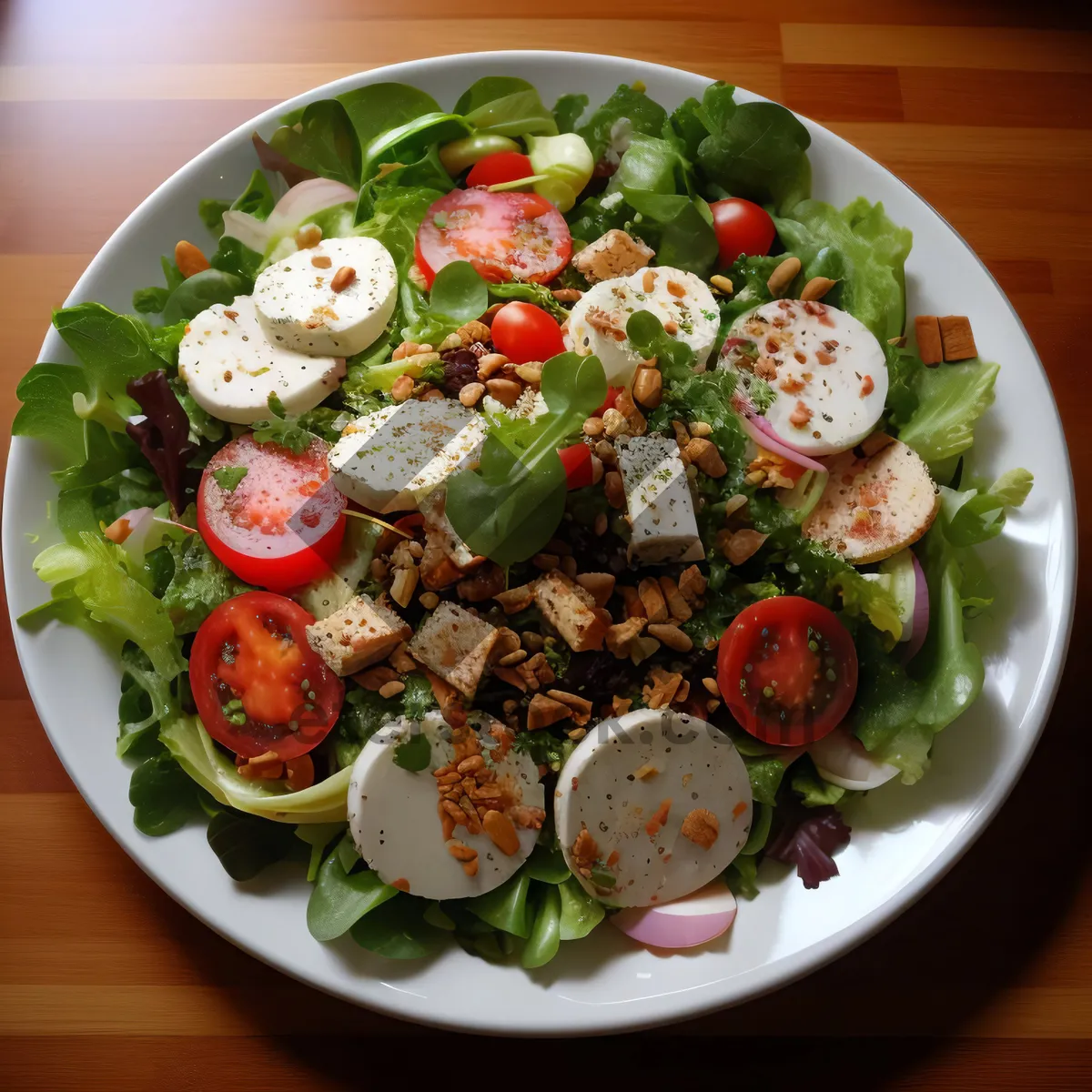 Picture of Delicious Gourmet Salad with Fresh Veggies and Cheese