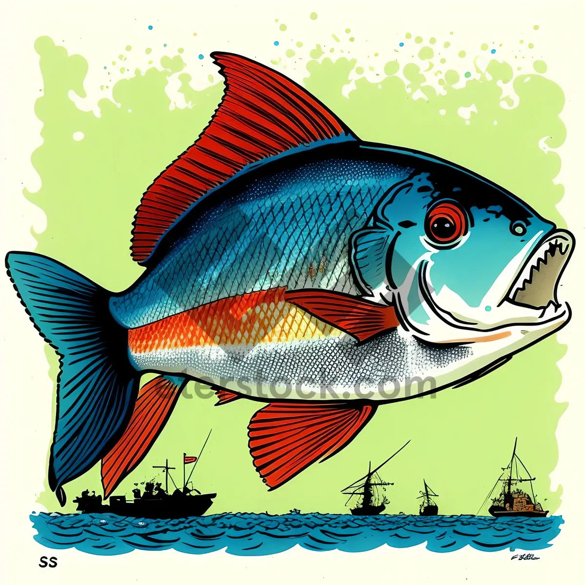 Picture of Artful Seawater Fish Design