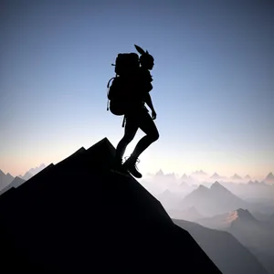 Skybound thrill: Mountain athlete soaring in jump.