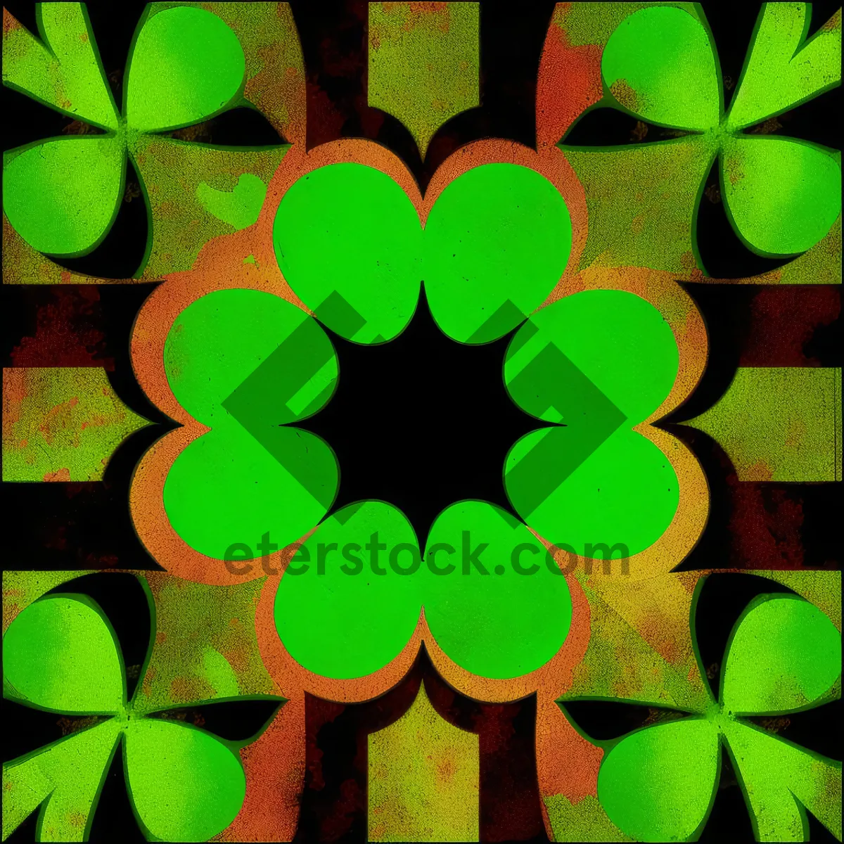 Picture of Vibrant Clover Pattern Artwork: Colorful and Bright Design