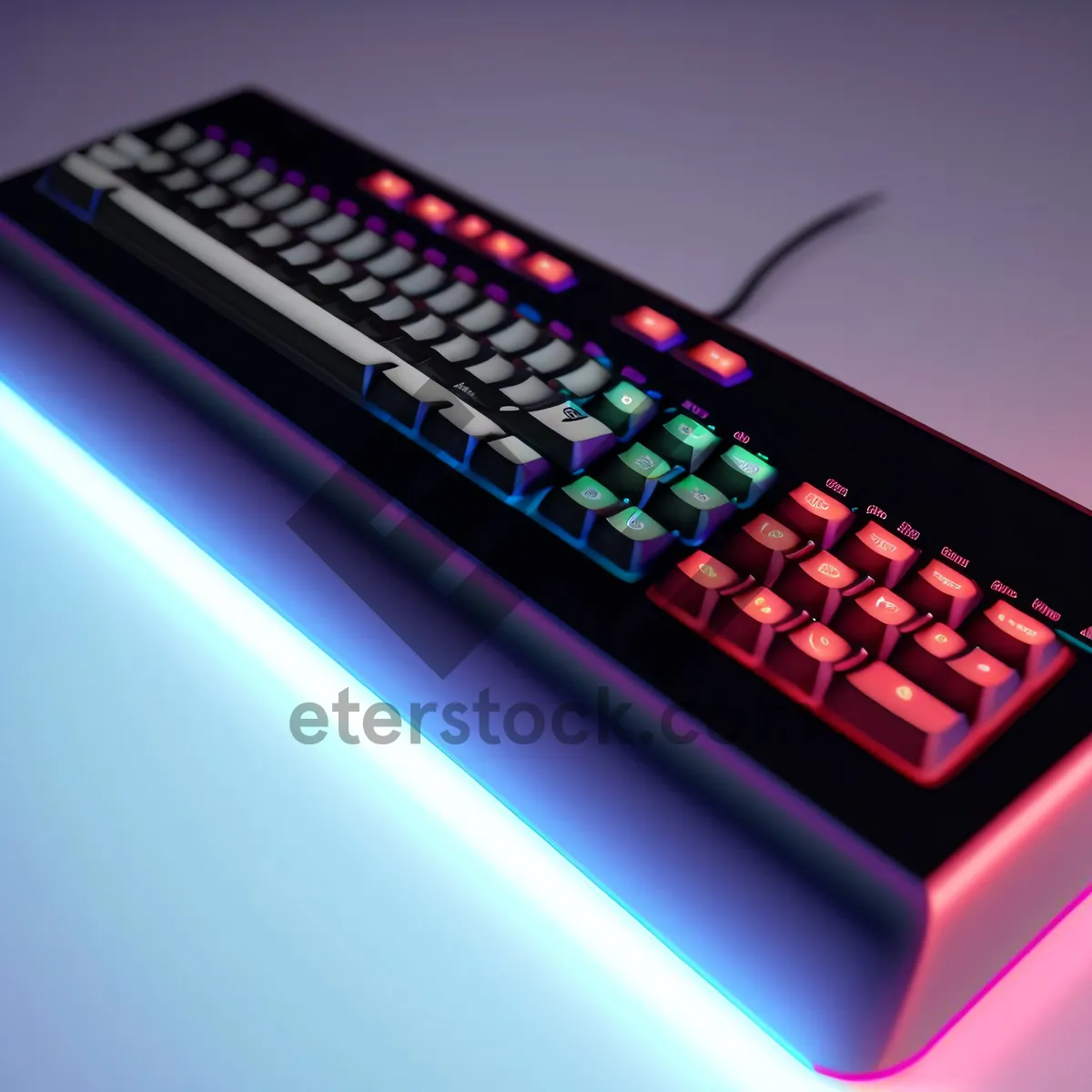 Picture of Keyboard with LED-lit buttons for efficient office work.