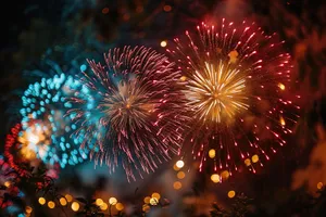 Colorful Fireworks Display in the Night Sky