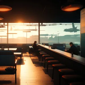 Modern Office Interior with Stylish Furniture and Wood Accents