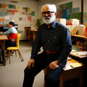 Smiling male professional in a bookshop