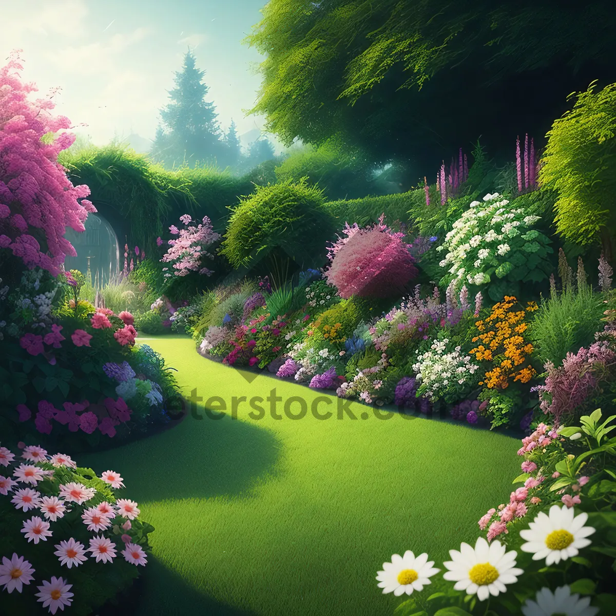 Picture of Blooming Garden Bedder with Colorful Flowers