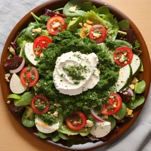 Delicious Plate of Gourmet Salad with Fresh Vegetables