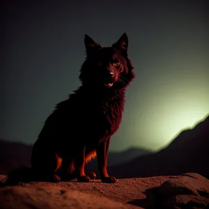 Adorable Furry Whiskers: Purebred Shepherd Dog with Watchful Eyes.