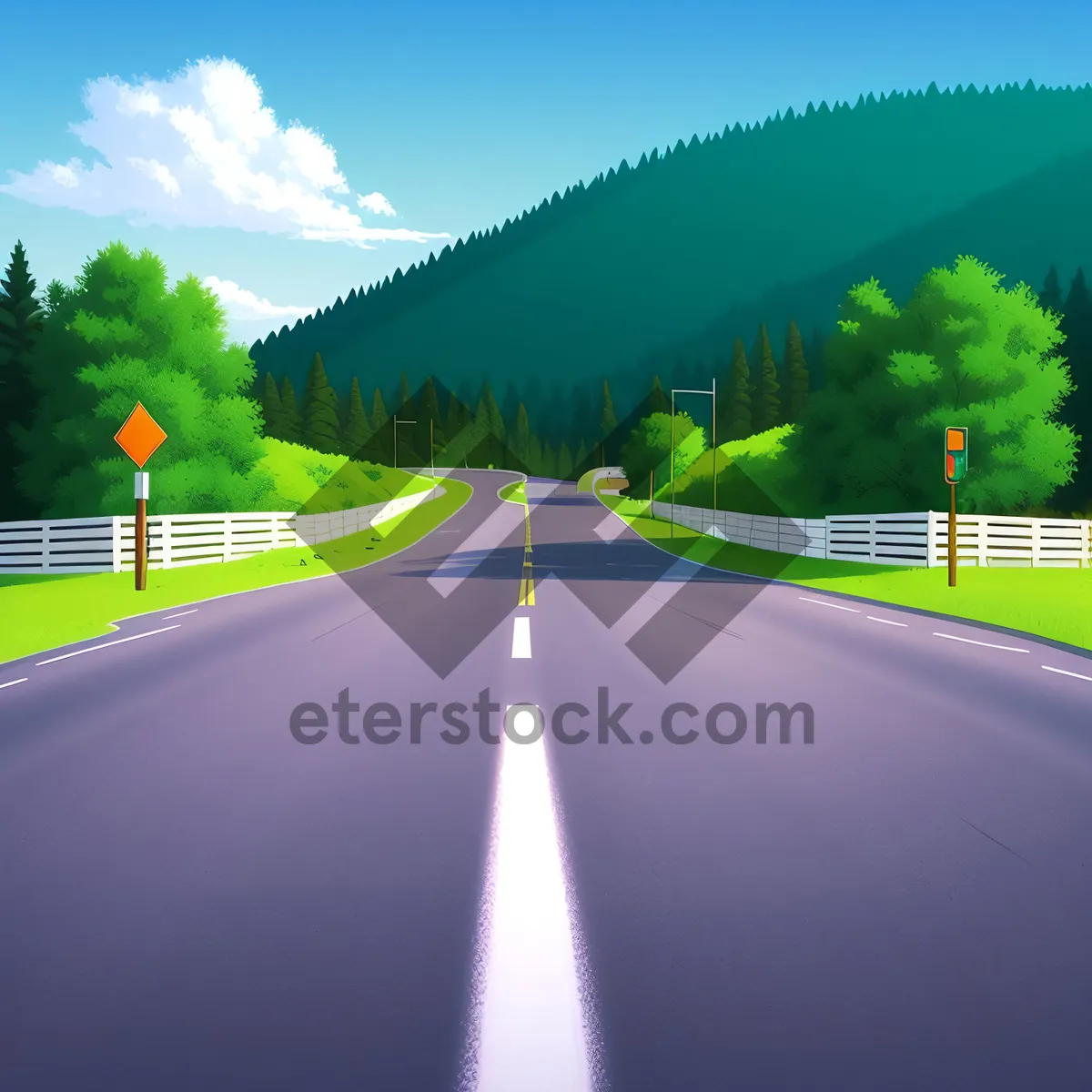 Picture of Rural Expressway: Fast Drive through Meadow