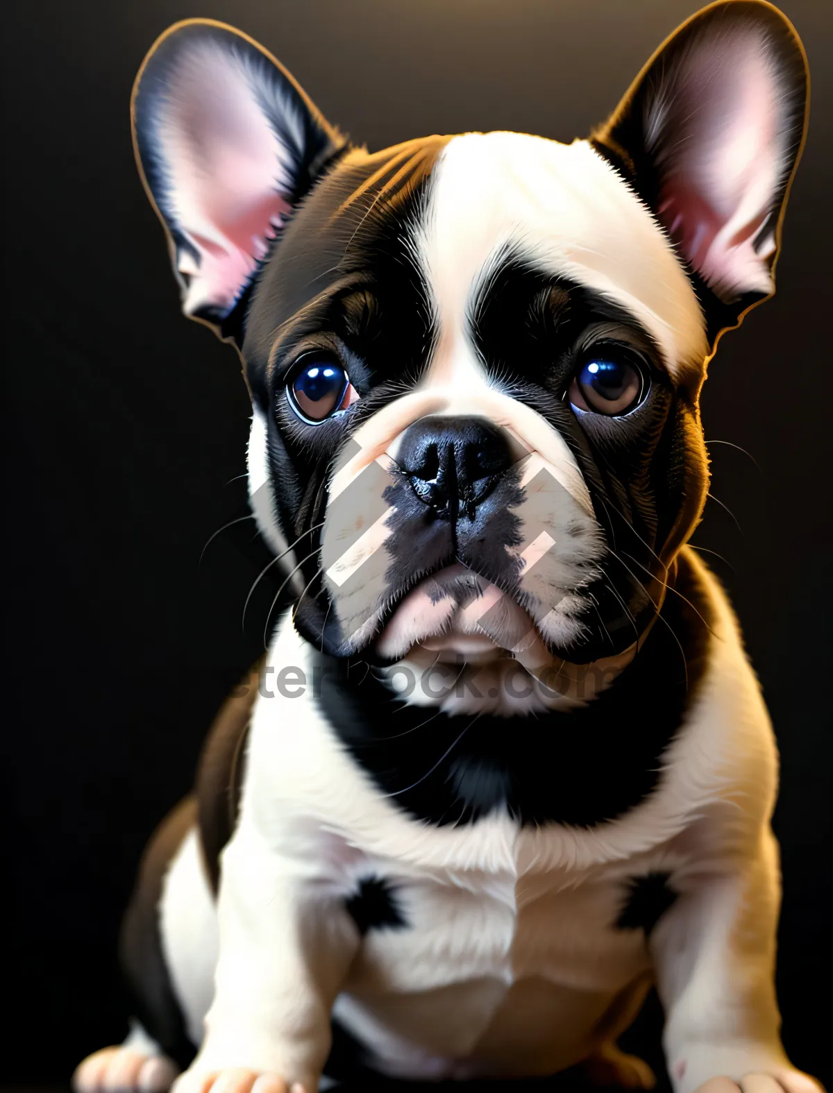 Picture of Cute Wrinkly Bulldog Puppy - Studio Portrait