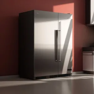 Modern White Goods Cabinet in Empty Interior