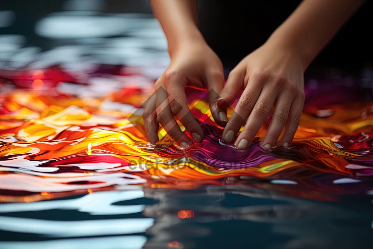 Picture of Close-up of manicured hands with painted fingernails