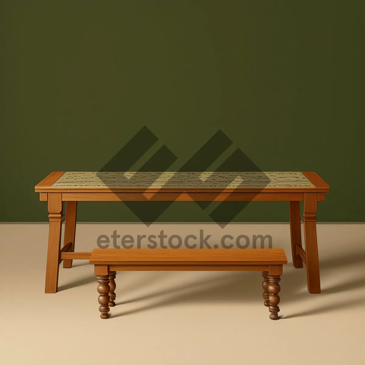 Picture of Wooden Antique Footstool: Elegant and Comfortable Furniture Piece