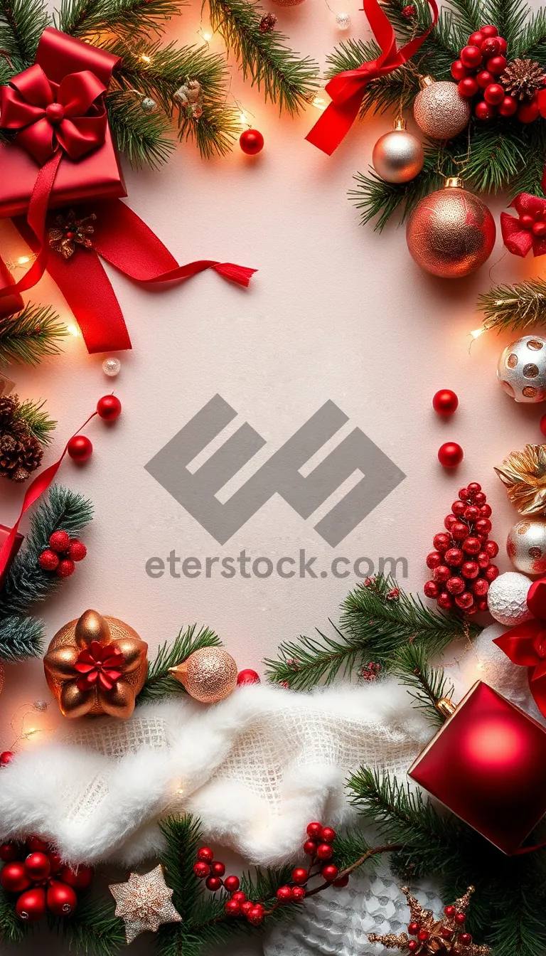 Picture of Festive Holiday Tree with Gold Ornaments and Ribbon