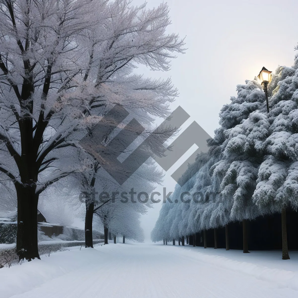 Picture of Winter Wonderland: Snowy Park Path under Frosty Trees