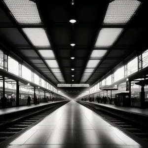 Modern urban transit hub with sleek architecture.