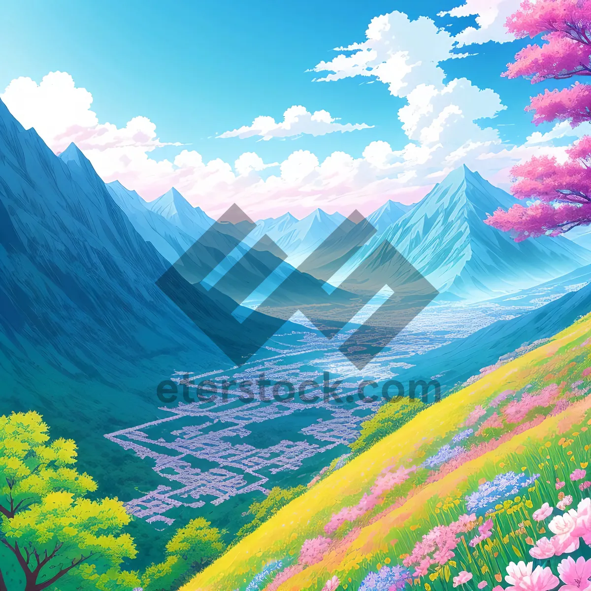 Picture of Tranquil Countryside Meadow under Clear Skies