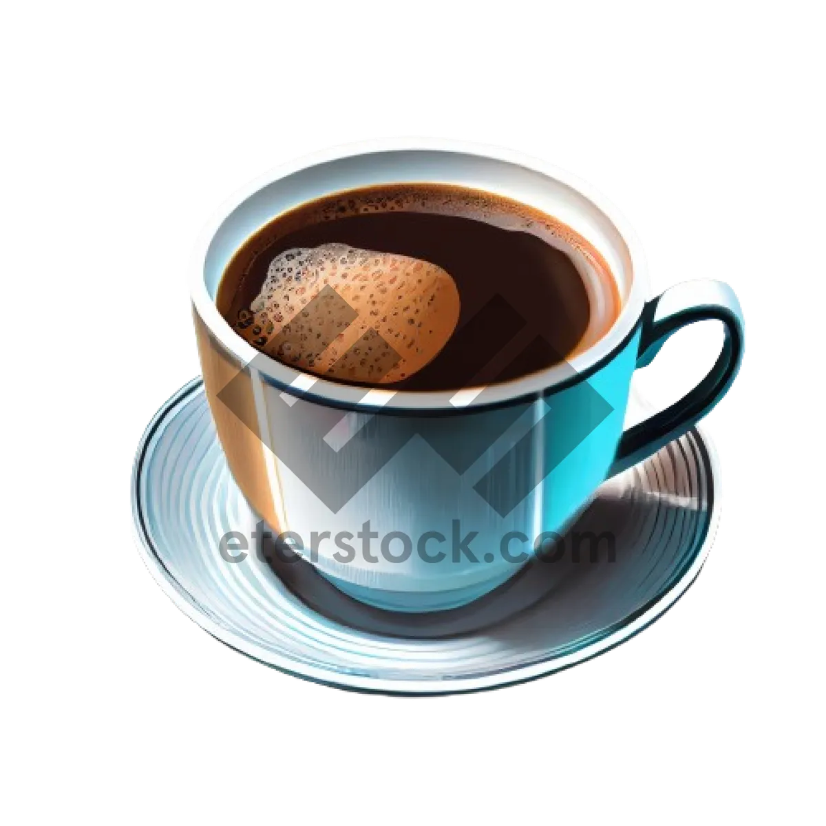 Picture of Black coffee in cup with saucer