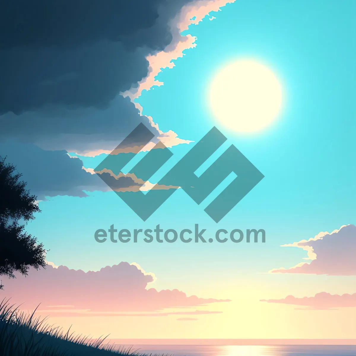 Picture of Vibrant Sunset over the Serene Ocean