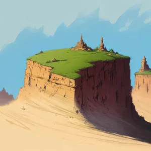 Sandstone Fortress: Ancient Tower Amidst Desert Landscape