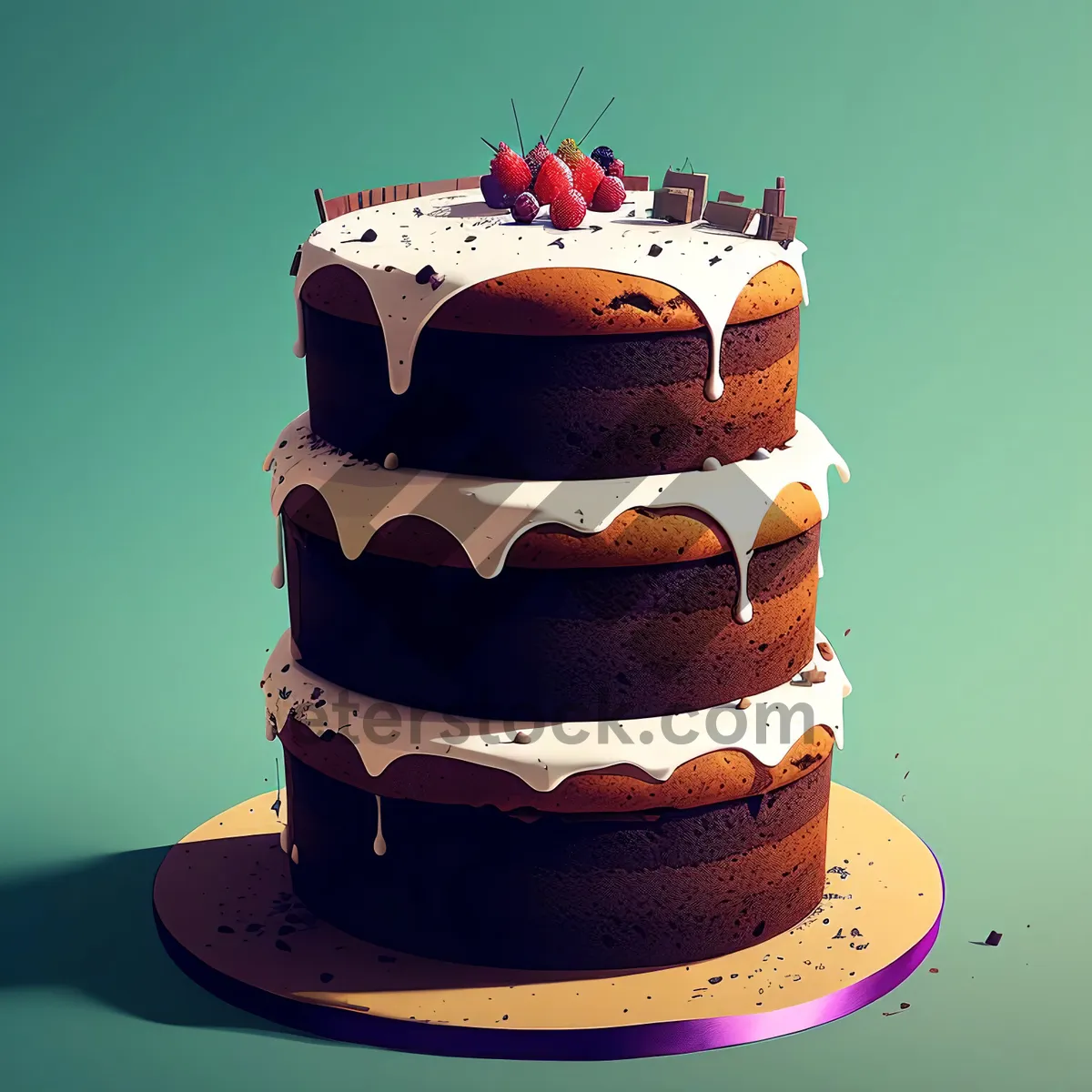 Picture of Delicious Fruit-filled Gourmet Cake with Sweet Cream