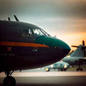 Jet aircraft soaring through the sky