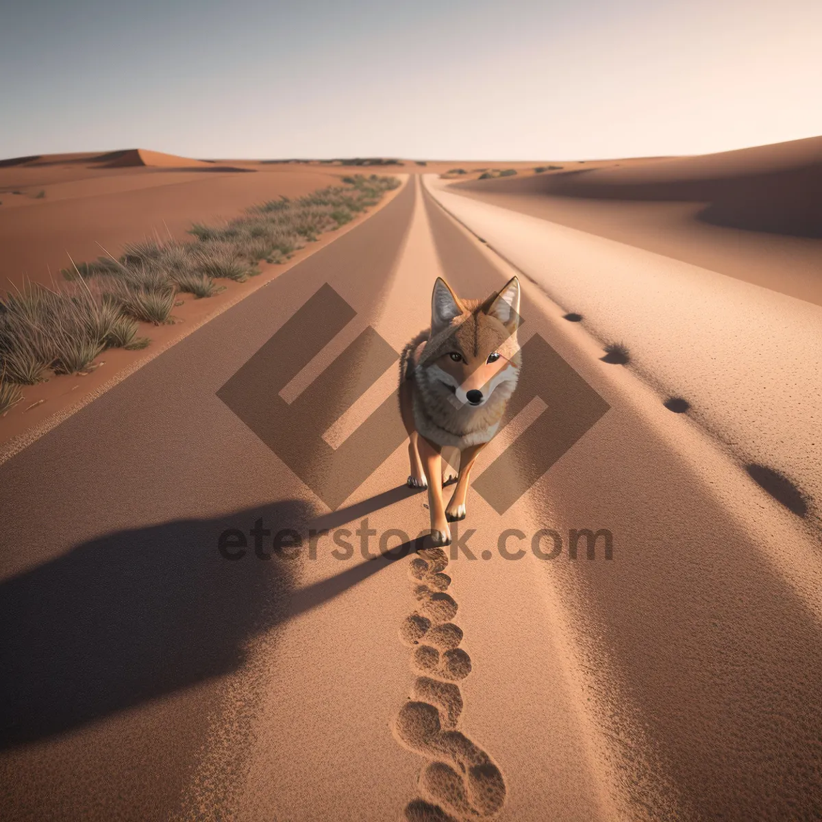 Picture of Serenity on the Desert Road: Sunset Horizon