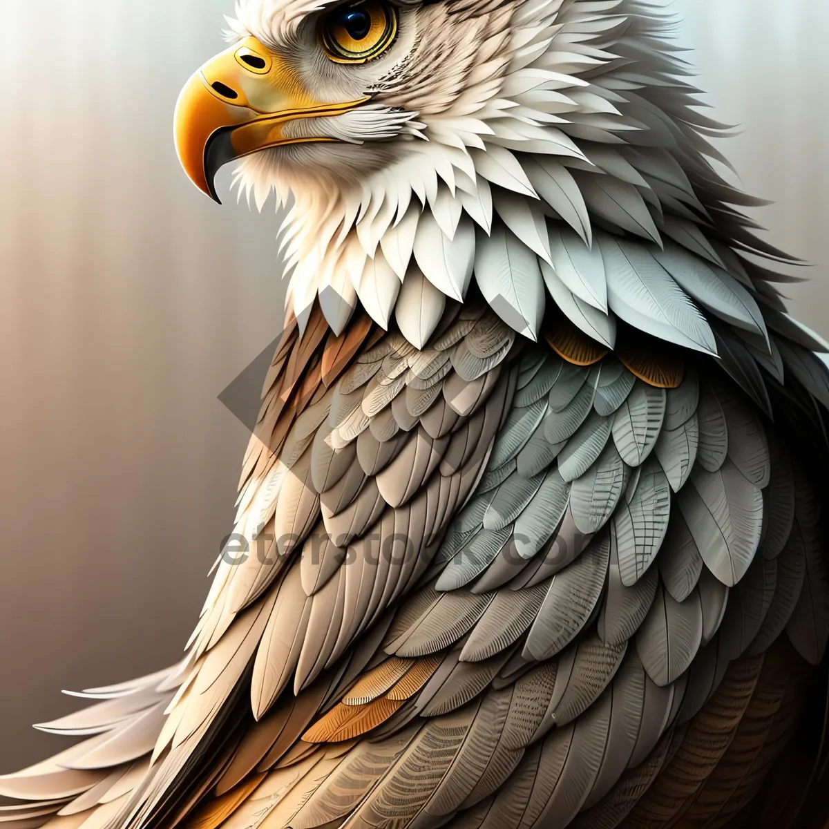 Picture of Majestic Hunter: Bald Eagle with Piercing Yellow Eyes