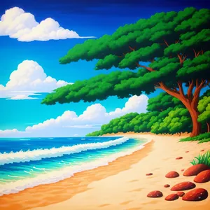 Serene Summer Seascape: Turquoise Waters and White Sands