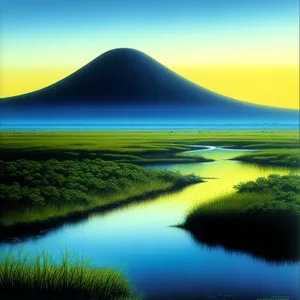 Sunny Landscape with Rolling Hills and Azure Sky