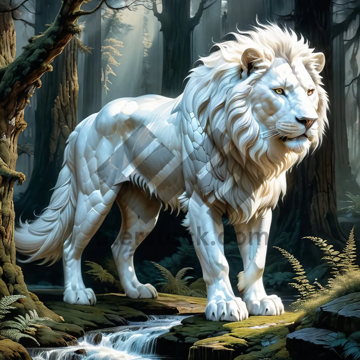Picture of Male lion resting in the South African wilderness.