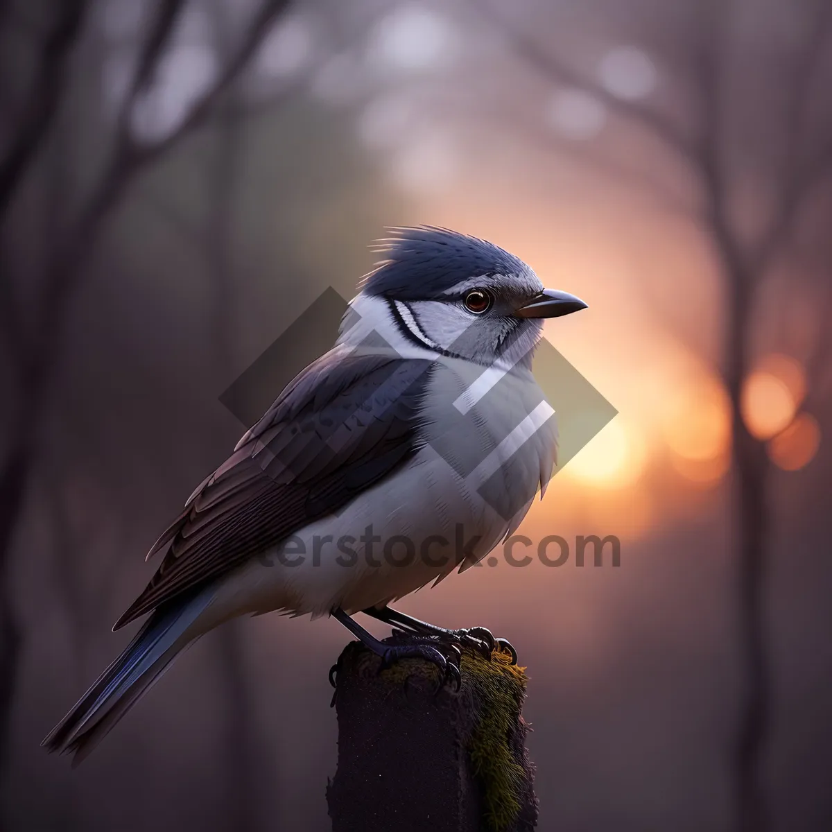 Picture of Cute Magpie with Beautiful Feathers in Garden