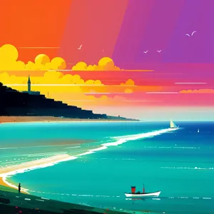 Sunset Beach Horizon Reflection on Electronic Device Screen