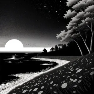 Serene Sunset over Sparkling Ocean Waves