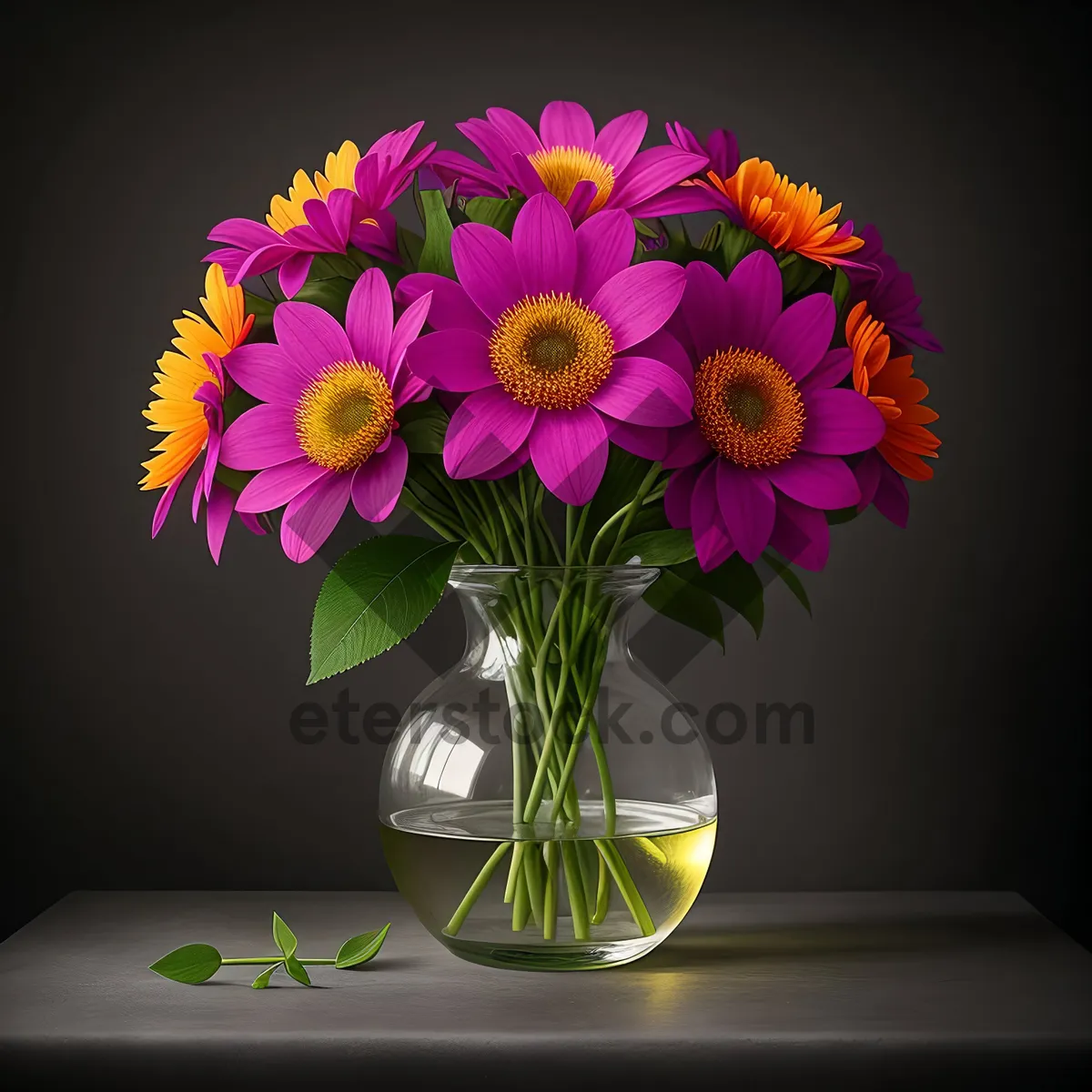 Picture of Vibrant Spring Bouquet: Colorful Blooming Flowers in a Vase