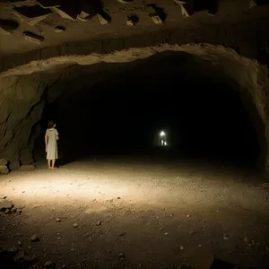 Mystic Underground Passage through Ancient Rock Wall