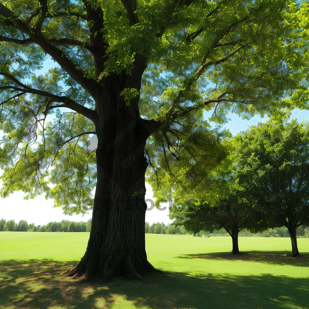 Picture of Serene Vistas: Majestic Oak in Lush Green Landscape