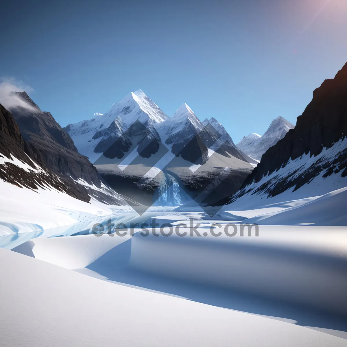 Picture of Frozen Majesty: Snowy Alpine Glacier and Majestic Mountains