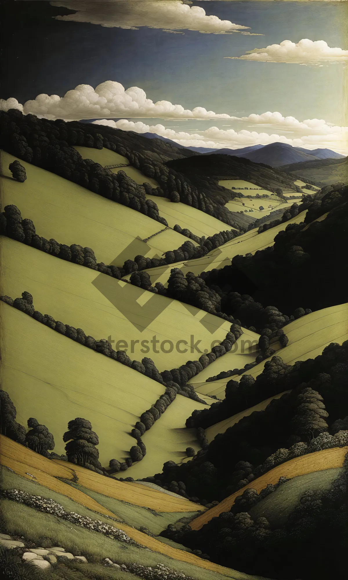 Picture of Scenic Mountain Landscape with Snowy Peaks and River