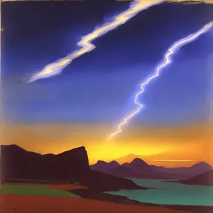 Vibrant Sunset Horizon over Majestic Mountains