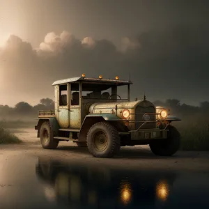 Multipurpose Military Truck on Snowy Road