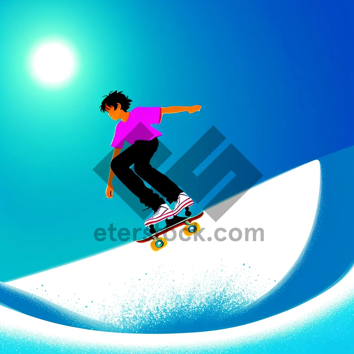 Picture of Adrenaline-Spiked Skateboard Jump: Thrill-Seeking Male Surfer