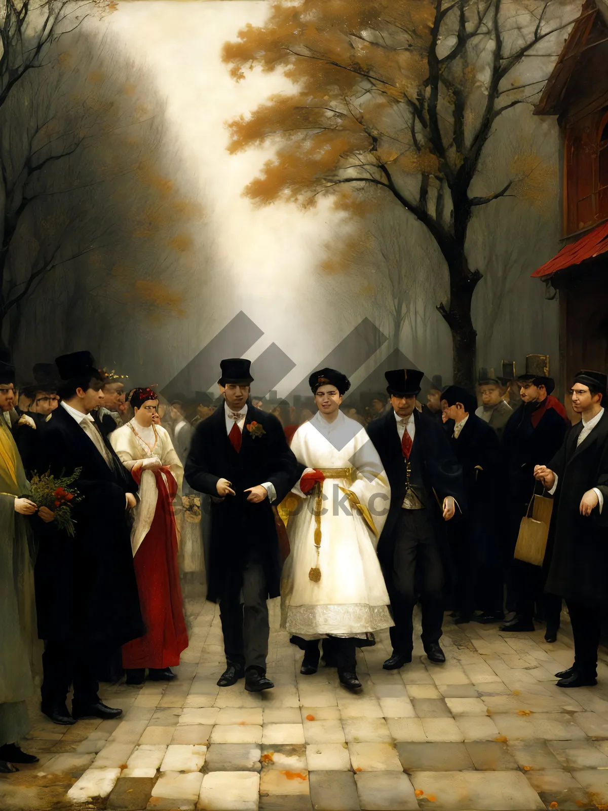 Picture of Group of Happy Businessmen and Musicians